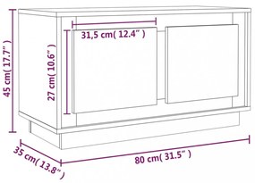 fehér szerelt fa TV-szekrény 80x35x45 cm