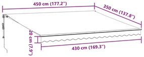 antracitszürke-fehér automata kihúzható napellenző 400 x 350 cm