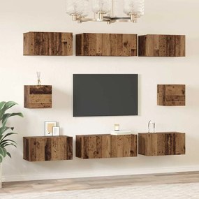 TV Szekrény Szett Falra szerelhető 8 pcs Régi fa Faanyag