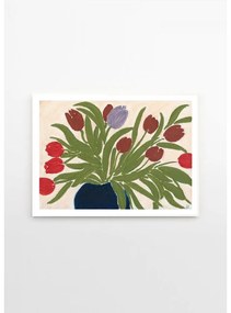 Poszter 70x50 cm Tulips in a Blue Vase – Anine Cecilie Iversen – The Poster Club