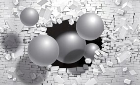 3D Fotótapéta Gömbök Lyuk A Falon Absztrakt Tapéta Hálószoba 368x254