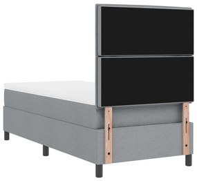 Rugós ágy matraccal és LED világítással, világosszürke, 90x190 cm szövet