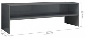 magasfényű szürke szerelt fa TV-szekrény 120 x 40 x 40 cm