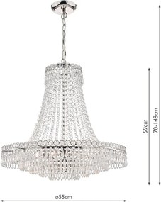LAURA ASHLEY 3718230-Q ENID Kristály Függesztett Lámpa Fehér, Polírozott Nikkel G9 IP20