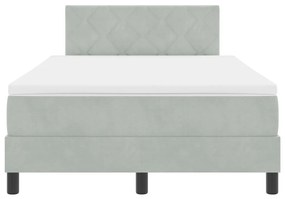 Box Spring Ágy Matraccal Világosszürke Kis Kétszemélyes Bársony