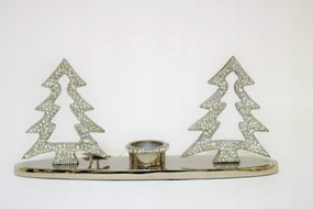 Gyertyatartó ezüst strassz karácsonyfa