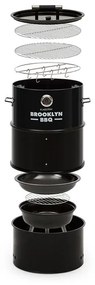 Brooklyn-BBQ, 4-in-1 grillező hordó, Ø 42 cm, acél, porszórt lakkozás