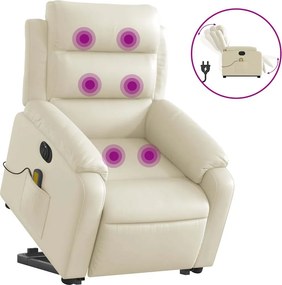 vidaXL elektromos krémszínű műbőr felállást segítő masszázsfotel