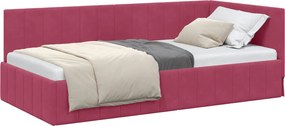 vidaXL Sarokágy keret fejtámlával Bordó 90 cm x 200 cm Bársony