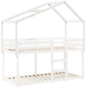 fehér tömör fenyőfa gyerekágytető 203 x 80,5 x 142 cm