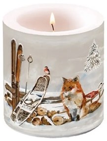Karácsonyi Átvilágítós Gyertya - Fox And Bird - 8x7,5 cm