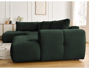 Zöld kinyitható-tárolóhelyes sarokkanapé (bal oldali-U alakú) Fuji – Bobochic Paris