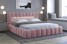 Franciaágy 180 cm Luxa (rózsaszín) (ágyráccsal, tárolóhellyel, LED-világítással). Akció -17%. 1041573