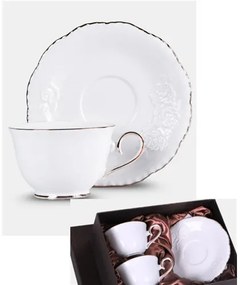 Bella Rosa porceláncsésze+alj, 250ml, 2 személyes, dobozban