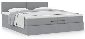 Ottomán ágykeret matraccal világosszürke 200x200 cm szövet