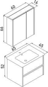 Side mosdószekrény, 65 cm – TR785PNC1731