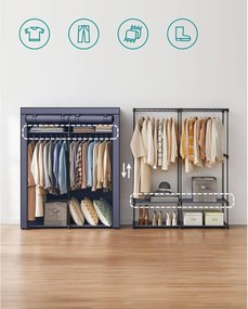 Szövet szekrény, ruhatartó elválasztóval, kék