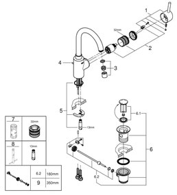 GROHE 32723001 - FEEL mosdócsaptelep, L méret, fényes króm