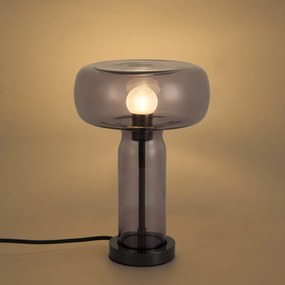 Hotel Chic Table Lamp Gunmetal with Smoke Glass - Amara