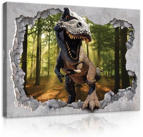 Vászonkép, T-Rex az erdőben 80x60 cm méretben