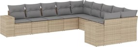 vidaXL 10 részes bézs polyrattan kerti ülőgarnitúra párnával