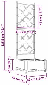 Kertész cserép rácsos változattal Fehér 40 x 40 x 125,5 cm PP