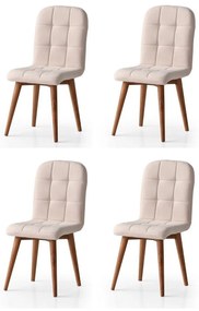 Retro Cream and Walnut étkezőszék szett, 4 db