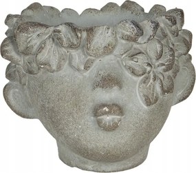 Cement virágcserép Tete virágokkal 12x10x9 cm