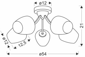 Felületre szerelhető csillár ZINA 5xE27/40W/230V réz/fehér