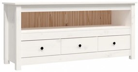 fehér tömör fenyőfa TV-szekrény 114x35x52 cm