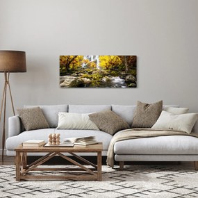 Kép - Vízesések őszi tájban, sárga (120x50 cm)