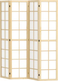 HOMCOM 4 Panel Szobaelválasztó 160 cm x 170 cm Privát Képernyő, Összecsukható Szobaelválasztó a Nappaliba, Természetes | Aosom