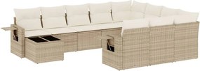 vidaXL 11 részes bézs polyrattan kerti ülőgarnitúra párnákkal
