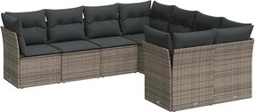 vidaXL 8 részes szürke polyrattan kerti ülőgarnitúra párnákkal