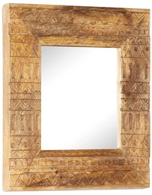 kézzel faragott tömör mangófa tükör 50 x 50 x 2,5 cm