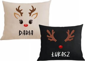 Két párna párnahuzat Karácsonyi ajándék rénszarvas neki és neki