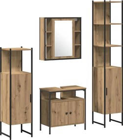 vidaXL Fürdőszoba bútor szett polcokkal 4 pcs Artisan tölgy Faanyag