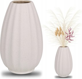 Bézs kerámia váza, alacsony virágváza 13x13x20,5 cm