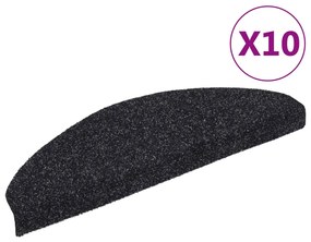 10 db fekete tűlyukasztott öntapadó lépcsőszőnyeg 65x21x4 cm