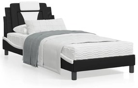 fekete és fehér műbőr ágykeret Viana matrac nélkül 80 x 200 cm