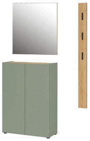 Világoszöld előszoba bútor tölgyfa dekorral 104x200x33 cm Alviano – Germania