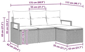 Kerti Kanapé Szett 4 pcs Barna és krémszínű 175 x 117 x 85 cm