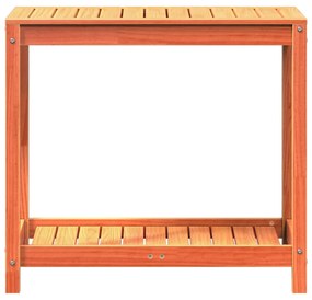 viaszbarna tömör fenyőfa ültetőasztal polccal 82,5x50x75 cm