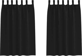 vidaXL Fekete Függöny Gyűrűkkel 2 pcs Fekete 175 x 140 cm Poliészter