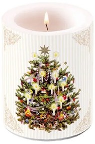 Karácsonyi átvilágítós gyertya X-mas Tree Cream 12x10cm