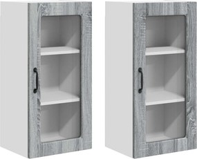 vidaXL Konyhaszekrény 2 pcs Szürke Sonoma 40 x 31 x 80 cm Faanyag