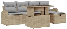 vidaXL Kerti Kanapé Szett párnával tárolóval 6 pcs Bézs Poli rattan