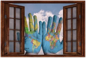 Poszterek 60x40 Világtérkép Világkéz