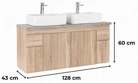 Bianco 130 alsó szekrény mosdó nélkül sonoma tölgy beton munkalappal