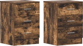 vidaXL 2 db füstös tölgy színű szerelt fa éjjeliszekrény 38x35x56 cm